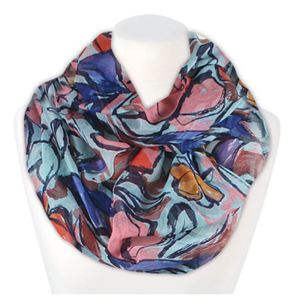 Loop-scarf blå rosa turkos
