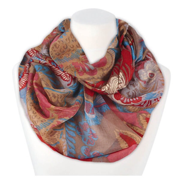 Loop-scarf gul brun röd