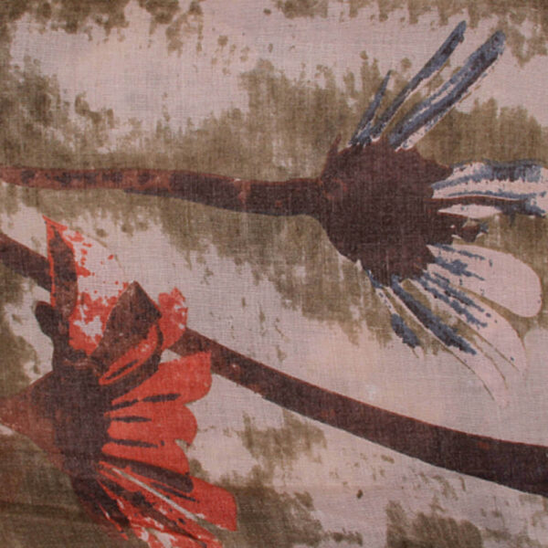 Sandbrun scarf med blommor - Bild 2