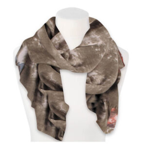 Sandbrun scarf med blommor