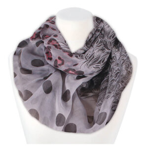 Loop-scarf med grå prickar och ornament