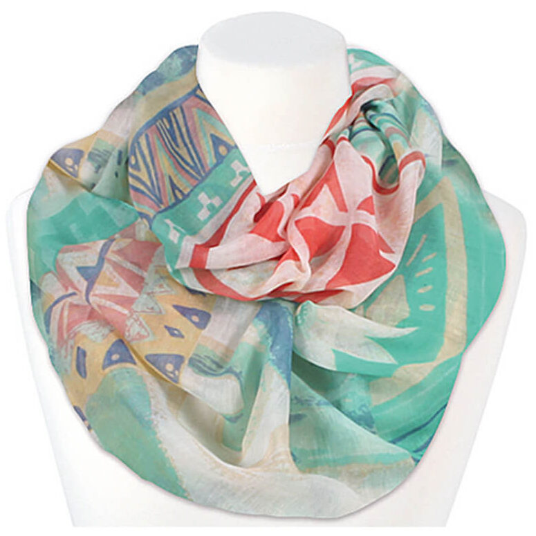 Loop-scarf med zig zag petrol turqu