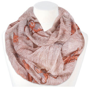 Loop-scarf med fjärilar orange brun blå
