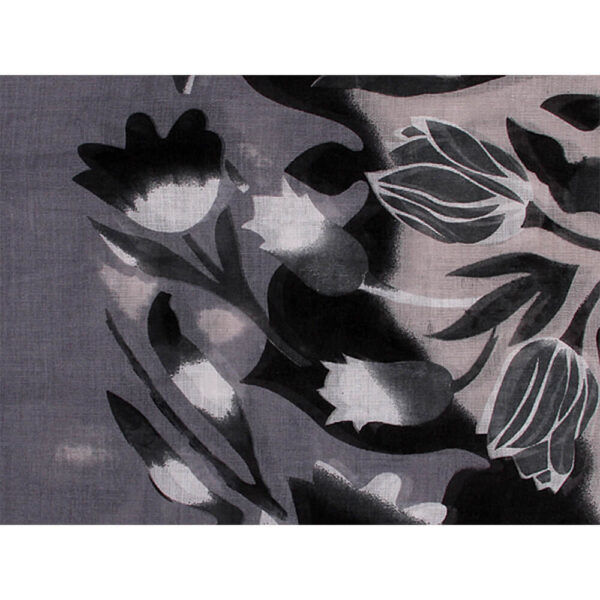 Loop-scarf med blommor svart grå beige - Bild 2