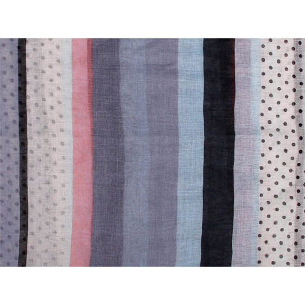 Loop-scarf med ränder och prickar rosa blå svart - Bild 2