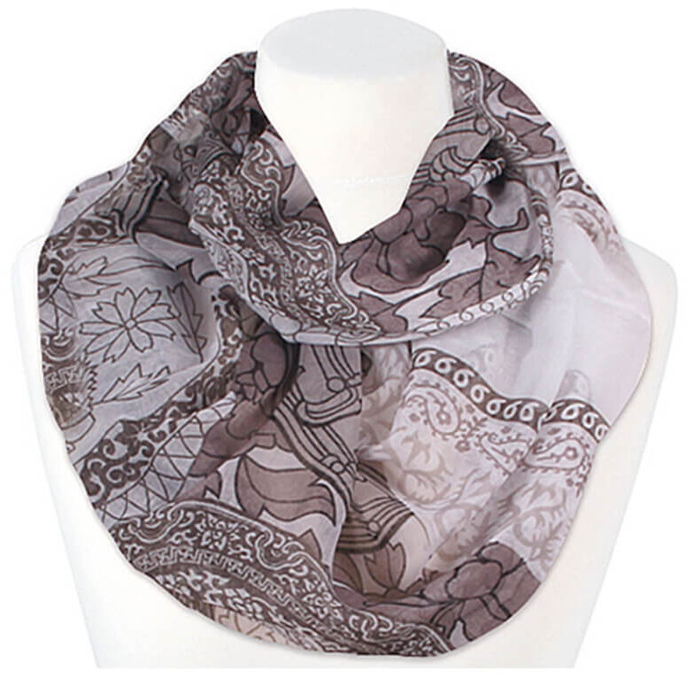 Loop-scarf brun med ornament
