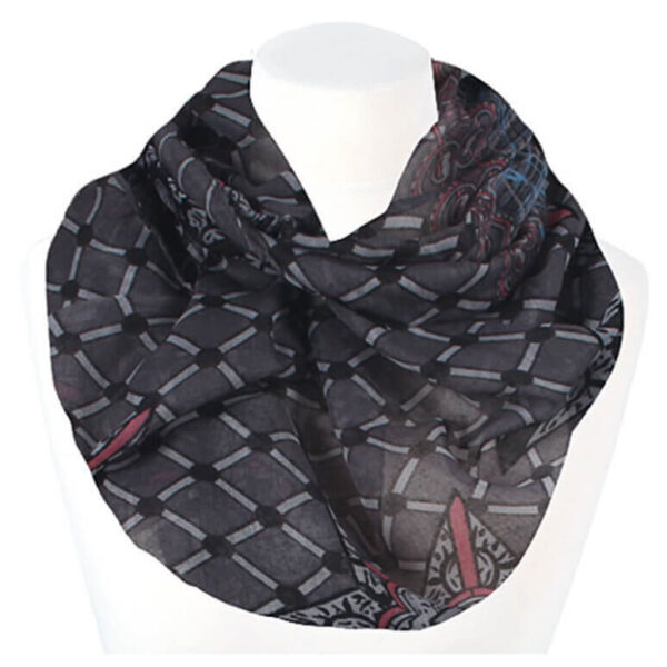Loop-scarf rutig grå rosa blå ljusgrå