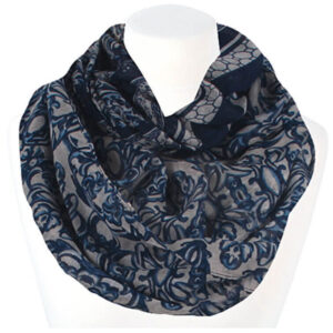 Loop-scarf klassisk blommig honeycomb marinblå