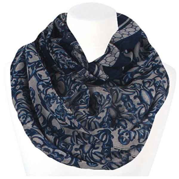 Loop-scarf klassisk blommig honeycomb marinblå