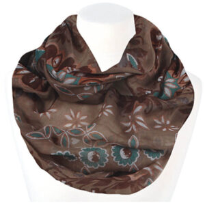 Loop-scarf blommig brun grön orange
