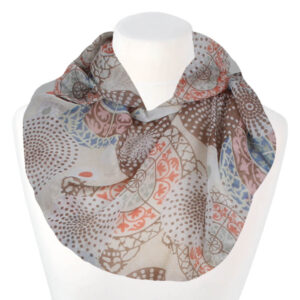 Loop-scarf biege brun med cirklar och prickar