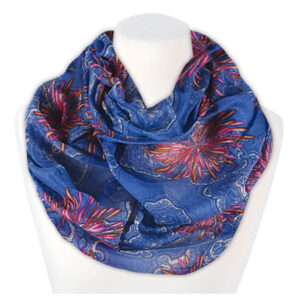 Loop-scarf blå med ornament