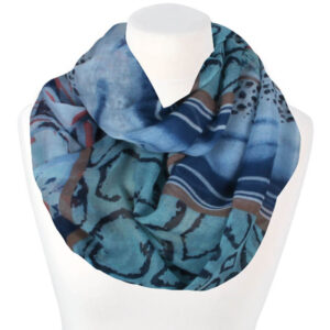 Loop-scarf blå med ornament