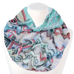 Loop-scarf turkos zig-zag-mönstrad