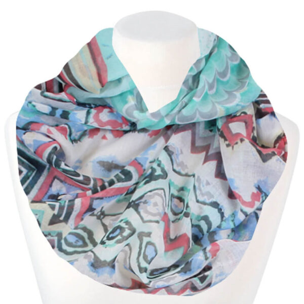 Loop-scarf turkos zig-zag-mönstrad