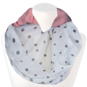 Loop-scarf vit rosa med prickar