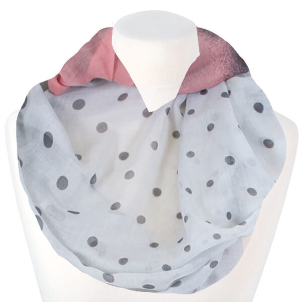 Loop-scarf vit rosa med prickar