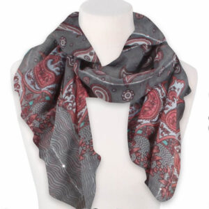 Grå scarf med röda blommor