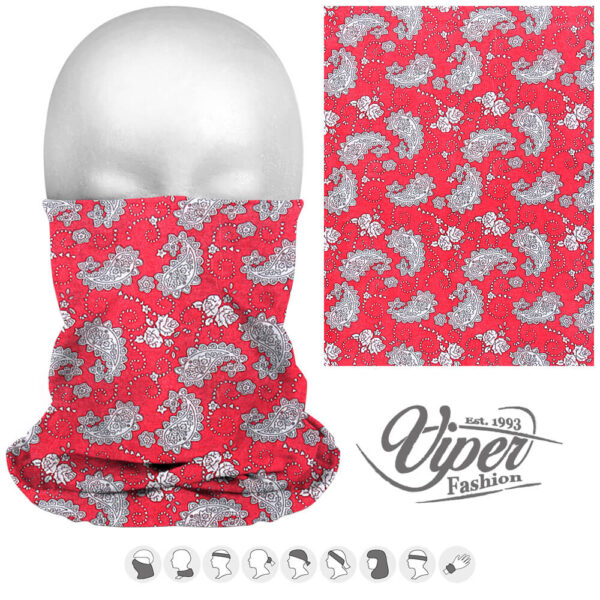 Röd Paisley Tube Bandana