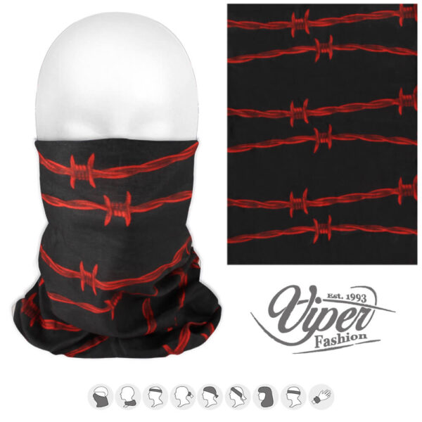 Svart med röd taggtråd Tube Bandana