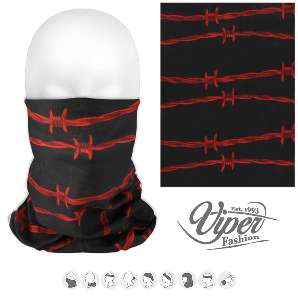 Svart med röd taggtråd Tube Bandana