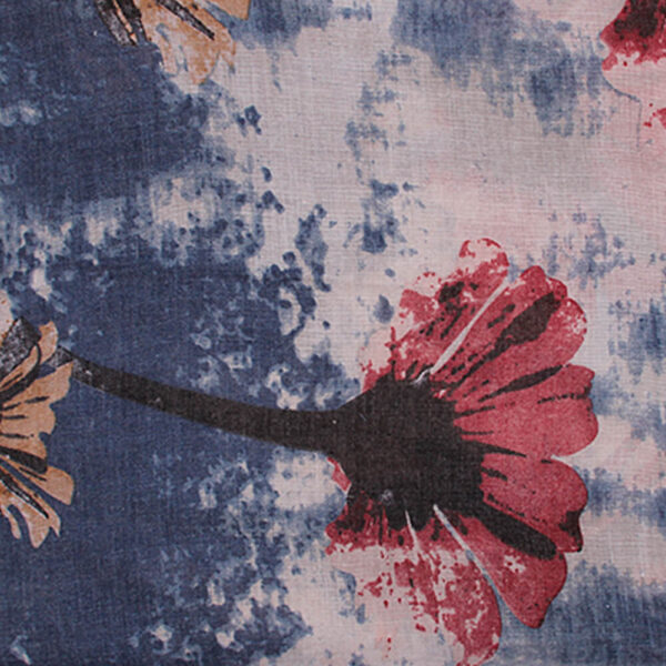 Scarf blå med blommor - Bild 2