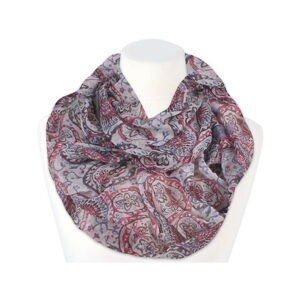Loop-scarf rosa blå svart med blommor och cirklar