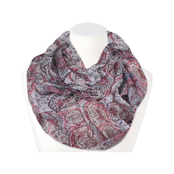 Loop-scarf rosa blå svart med blommor och cirklar