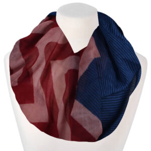 Loop-scarf blå rosa röd