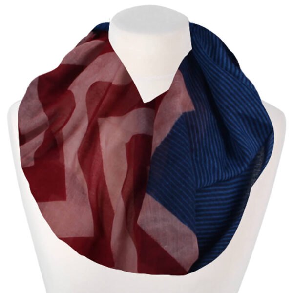Loop-scarf blå rosa röd